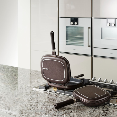 Masak Praktis dan Anti Berantakan dengan Alat Masak Happycall Double Pan