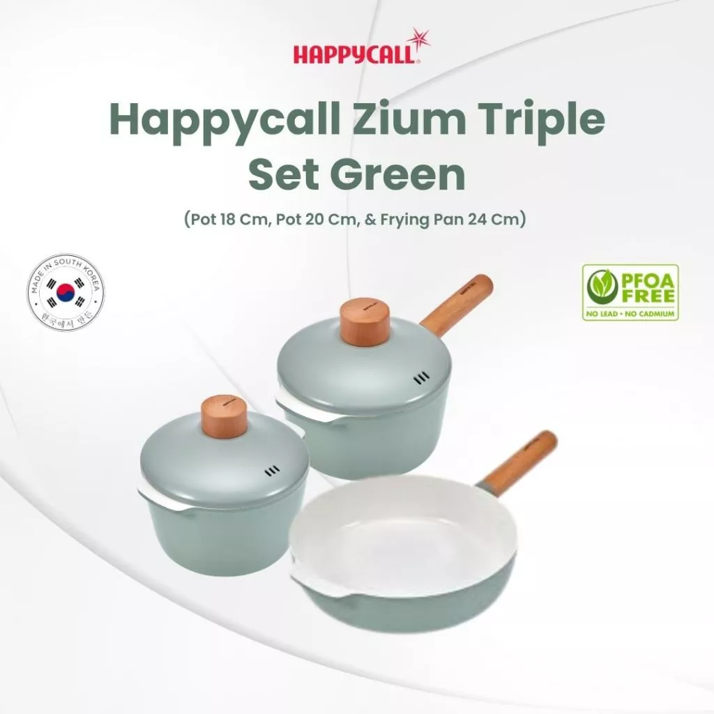 Happycall Zium Triple Set Green + NEOZEN INDUCTION STOVE IVORY IH8